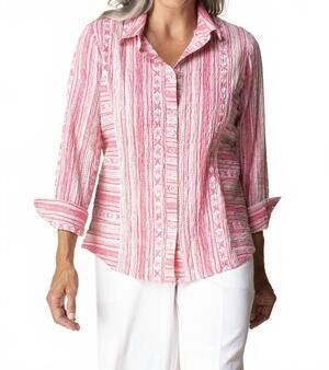 NEW HABITAT side stripe top in coral